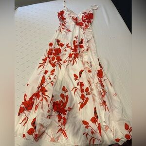 Olivia mark flowing white dress with flowers.